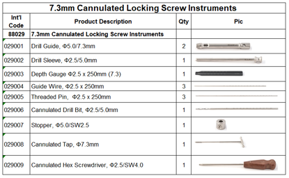 Picture of 7.3mm Cannulated Locking Screw Instruments